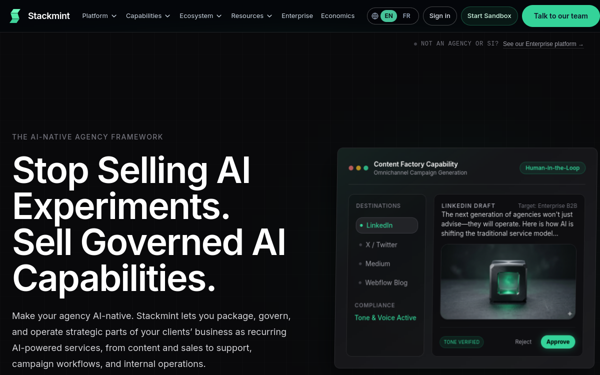 Screenshot di Stackmint AI