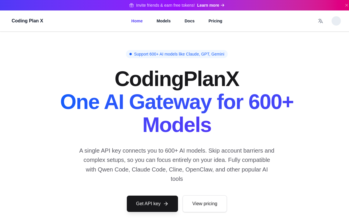 Screenshot di CodingPlanX AI