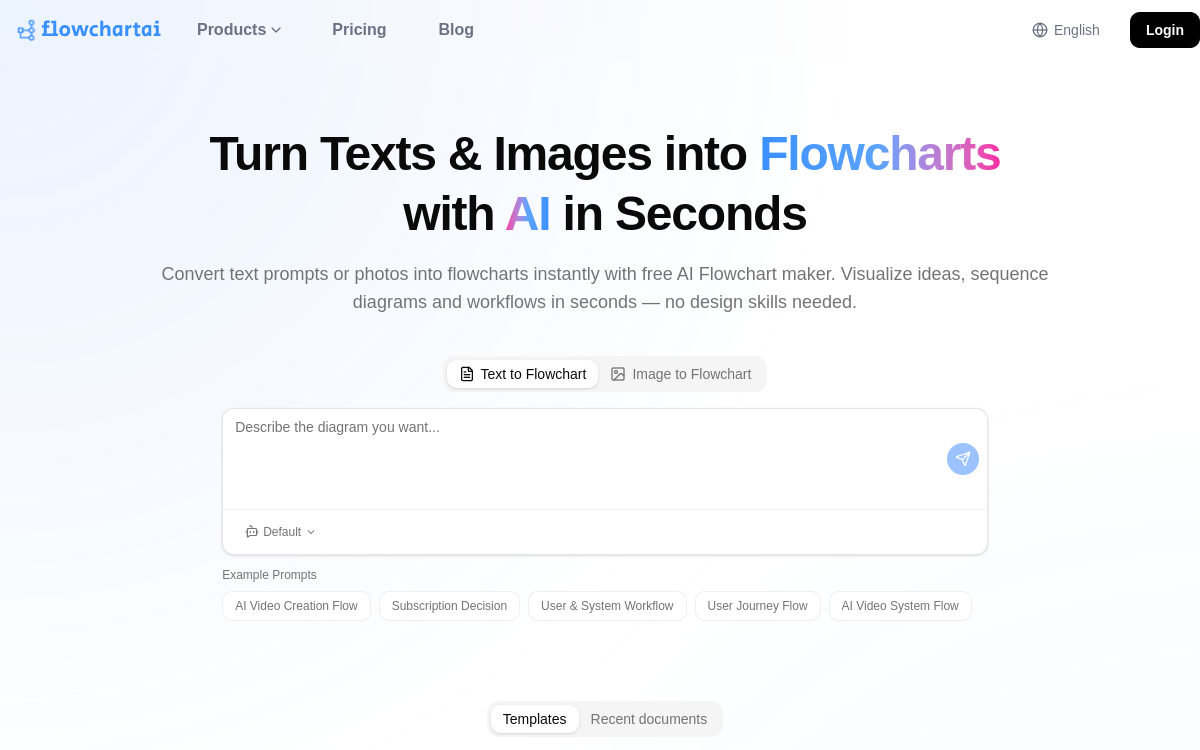 Screenshot di FlowchartAI