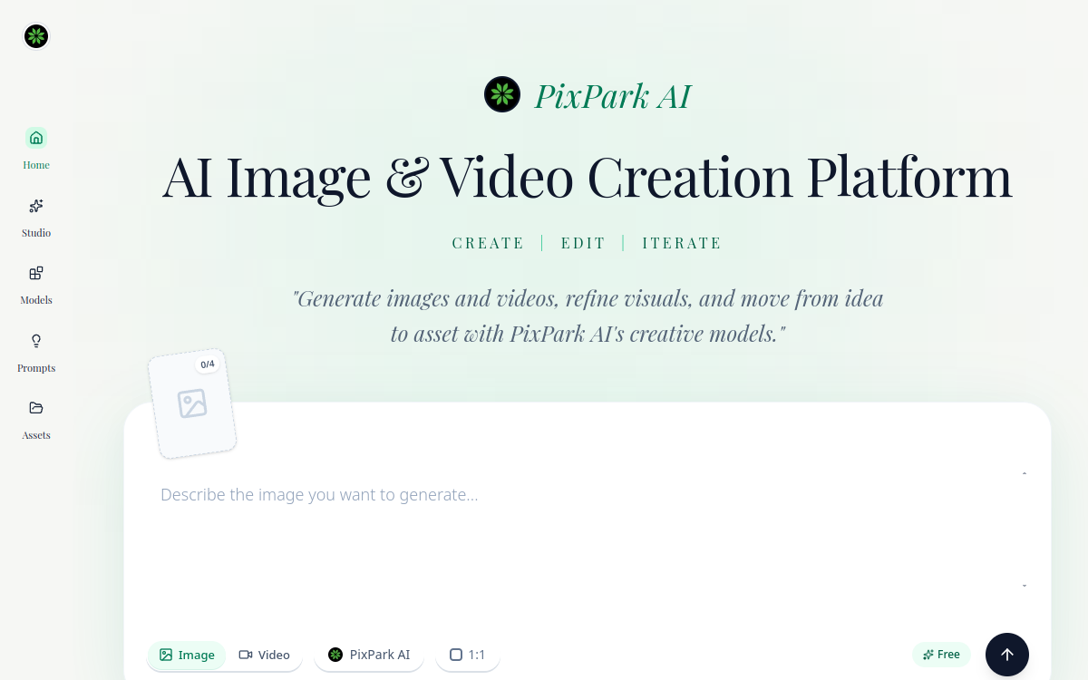 Screenshot di PixPark AI