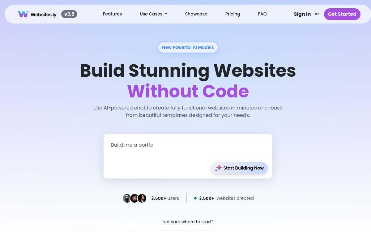 Screenshot di Websites.ly