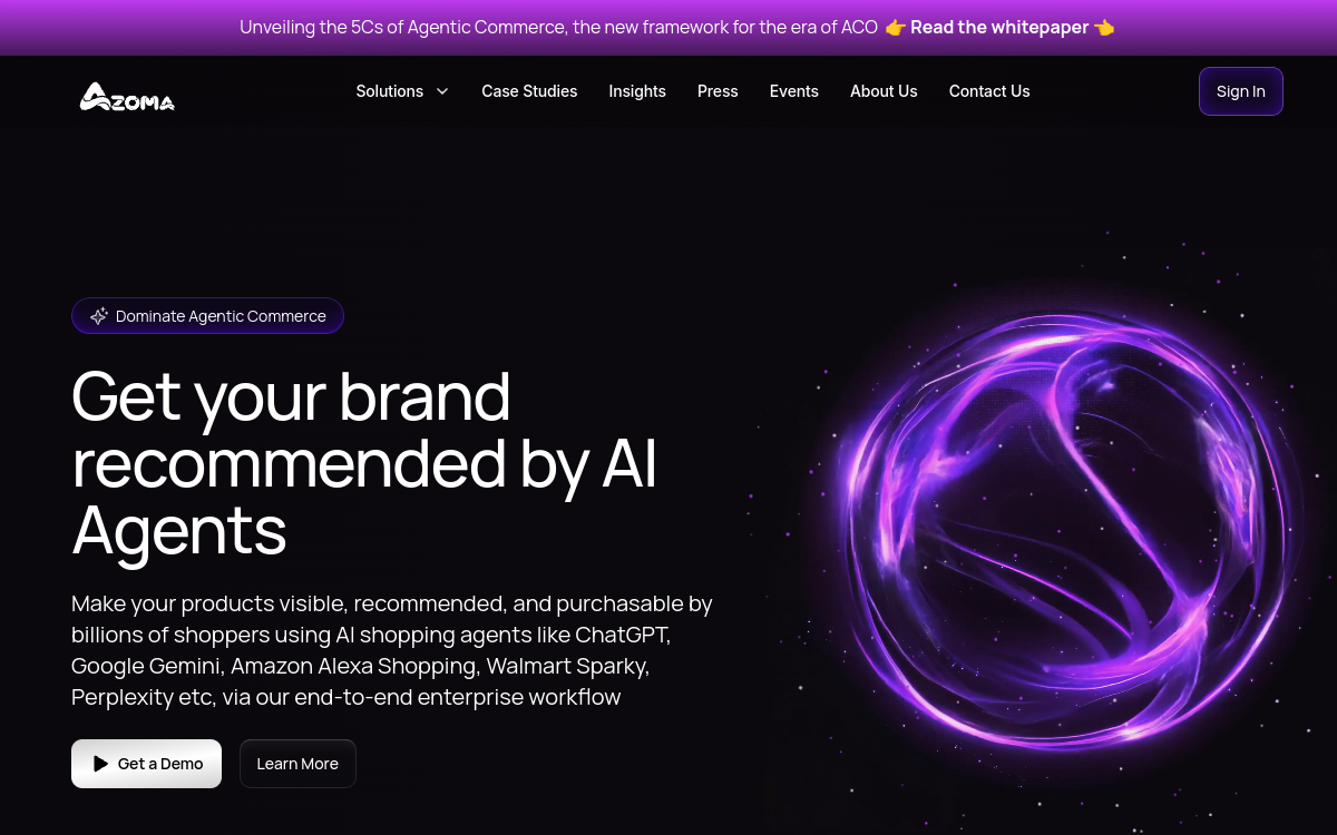 Screenshot di Azoma AI