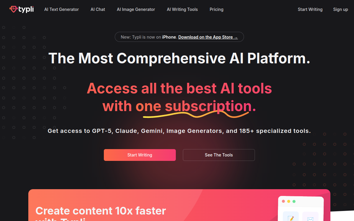 Screenshot di Typli AI