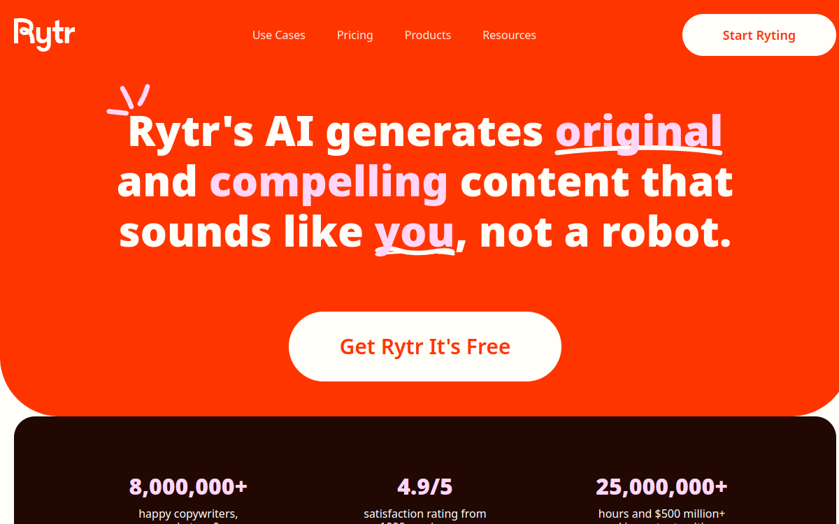 Screenshot di Rytr