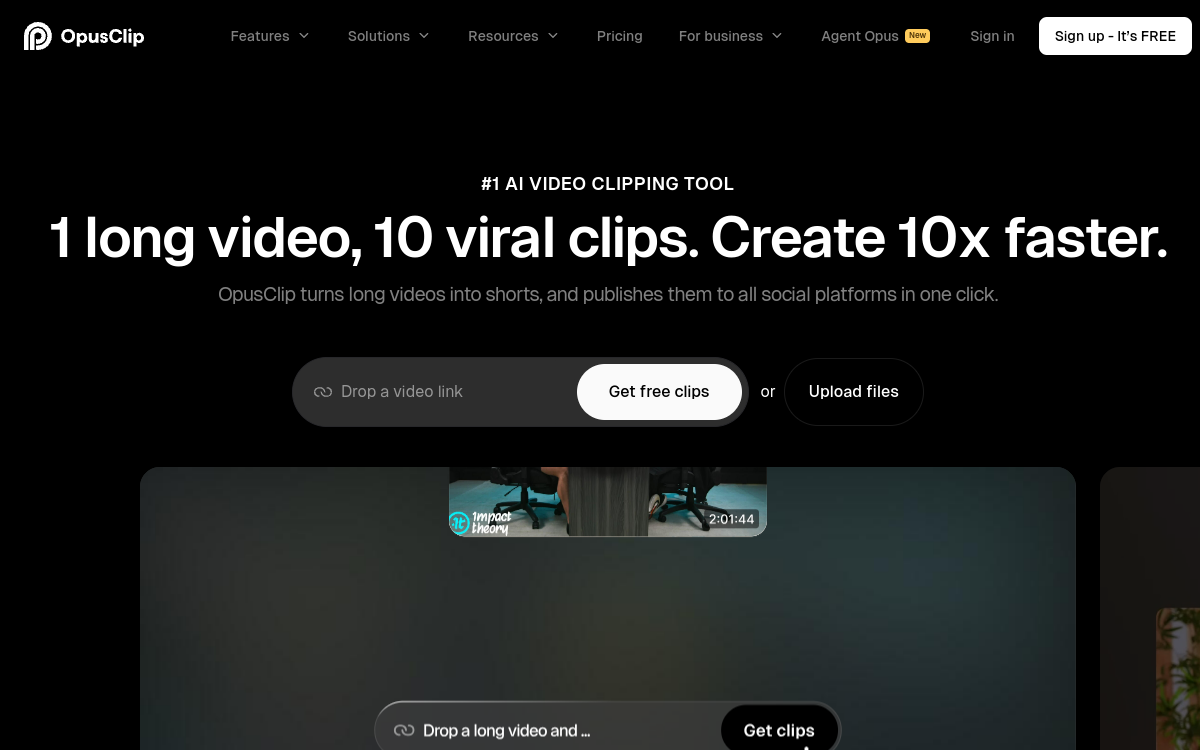 Screenshot di OpusClip