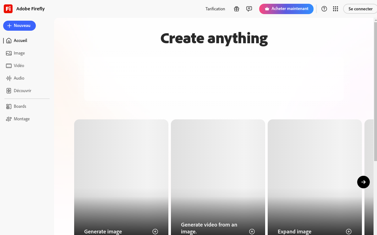 Screenshot di Adobe Firefly