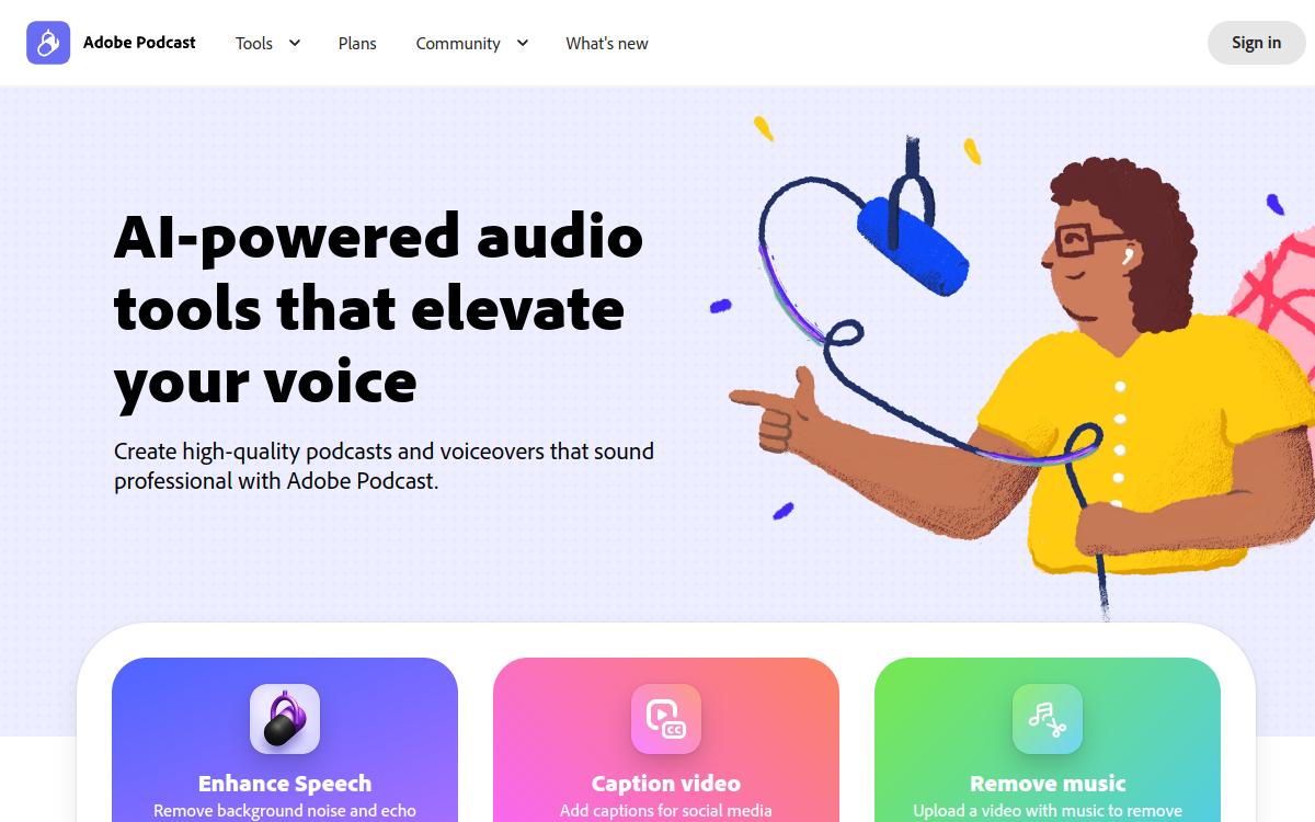 Screenshot di Adobe Podcast