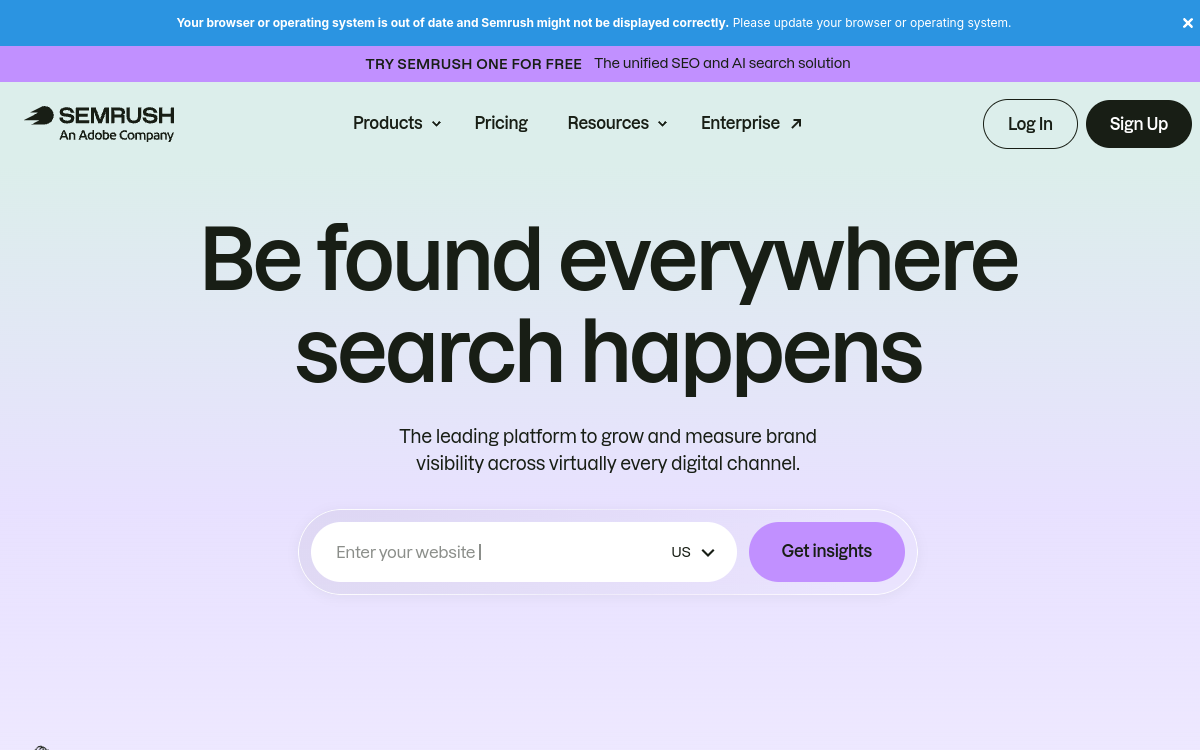 Screenshot di Semrush