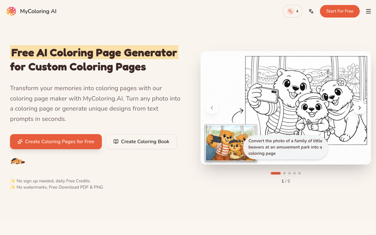 Screenshot di MyColoring.AI