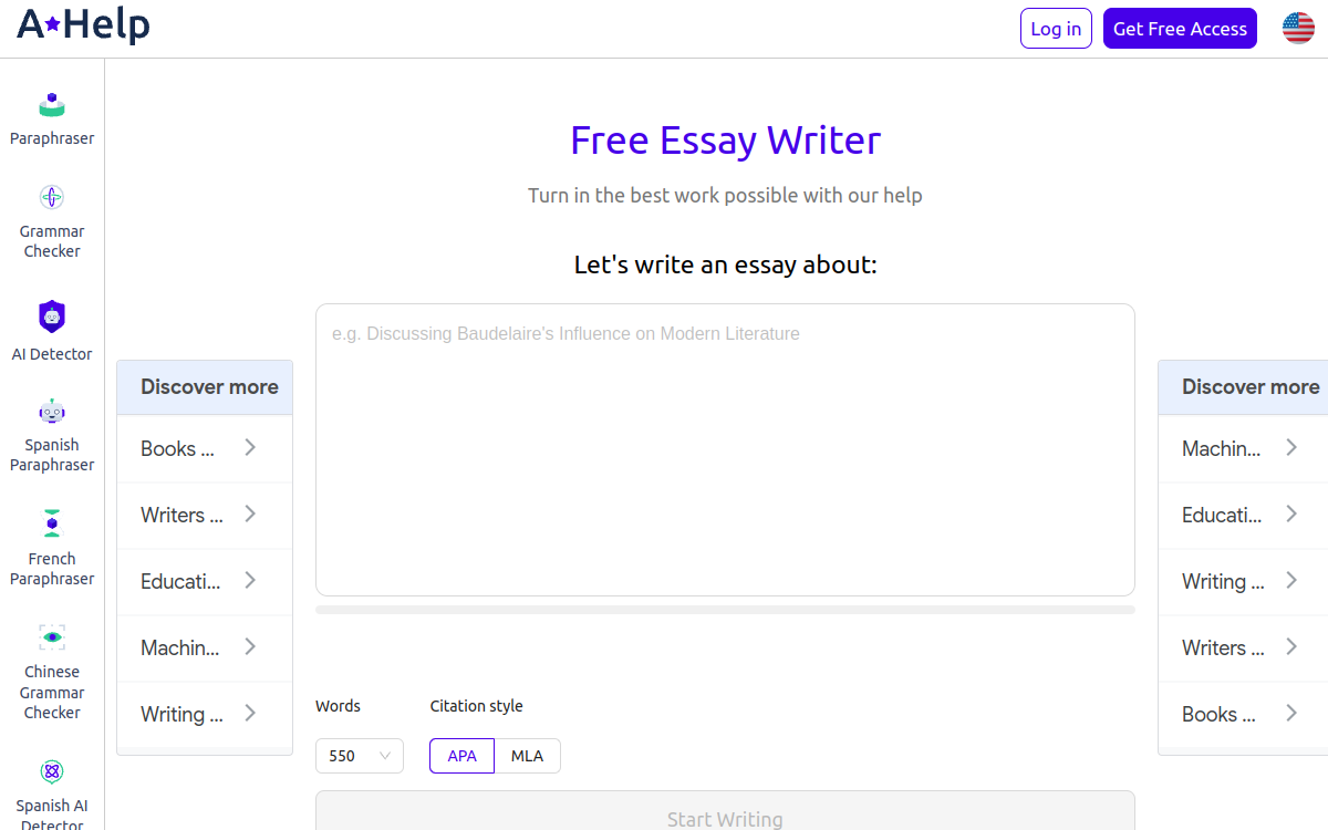 Screenshot di AHelp Essay Writer