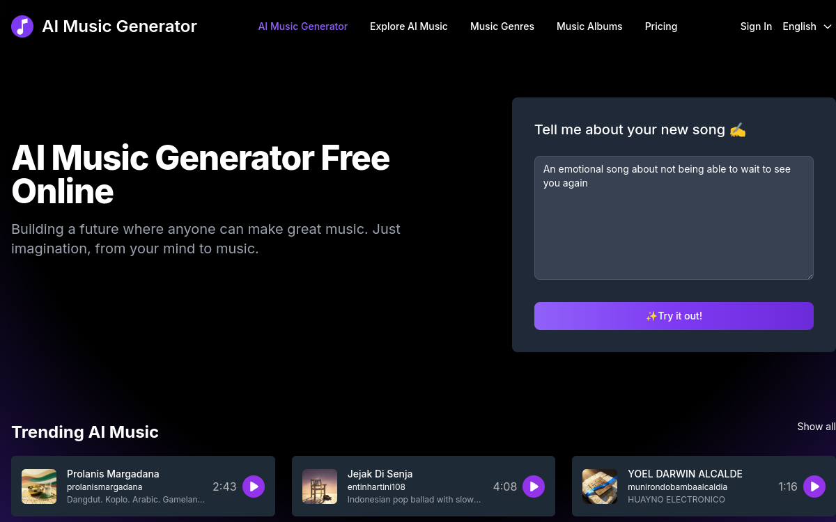 Screenshot di AI Music Generator