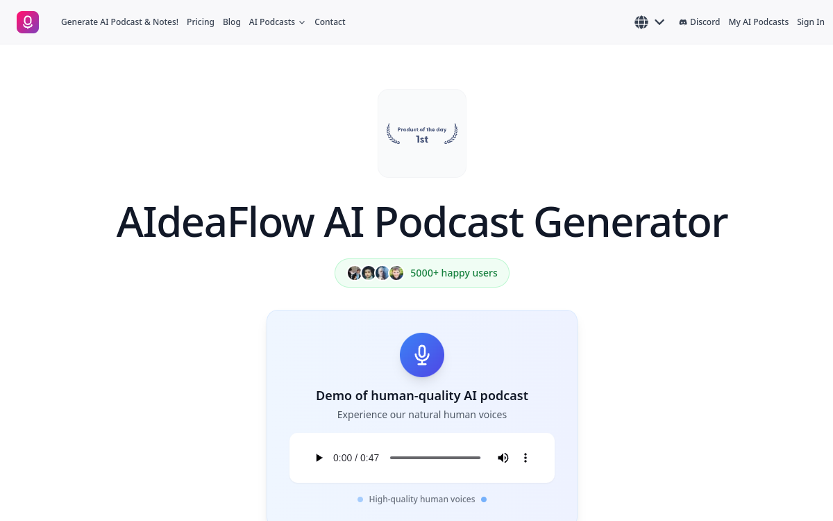 Screenshot di AIdeaFlow Podcast Generator