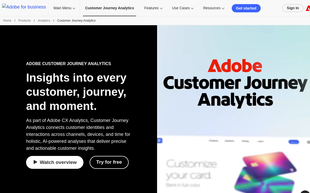 Screenshot di Adobe Customer Journey Analytics