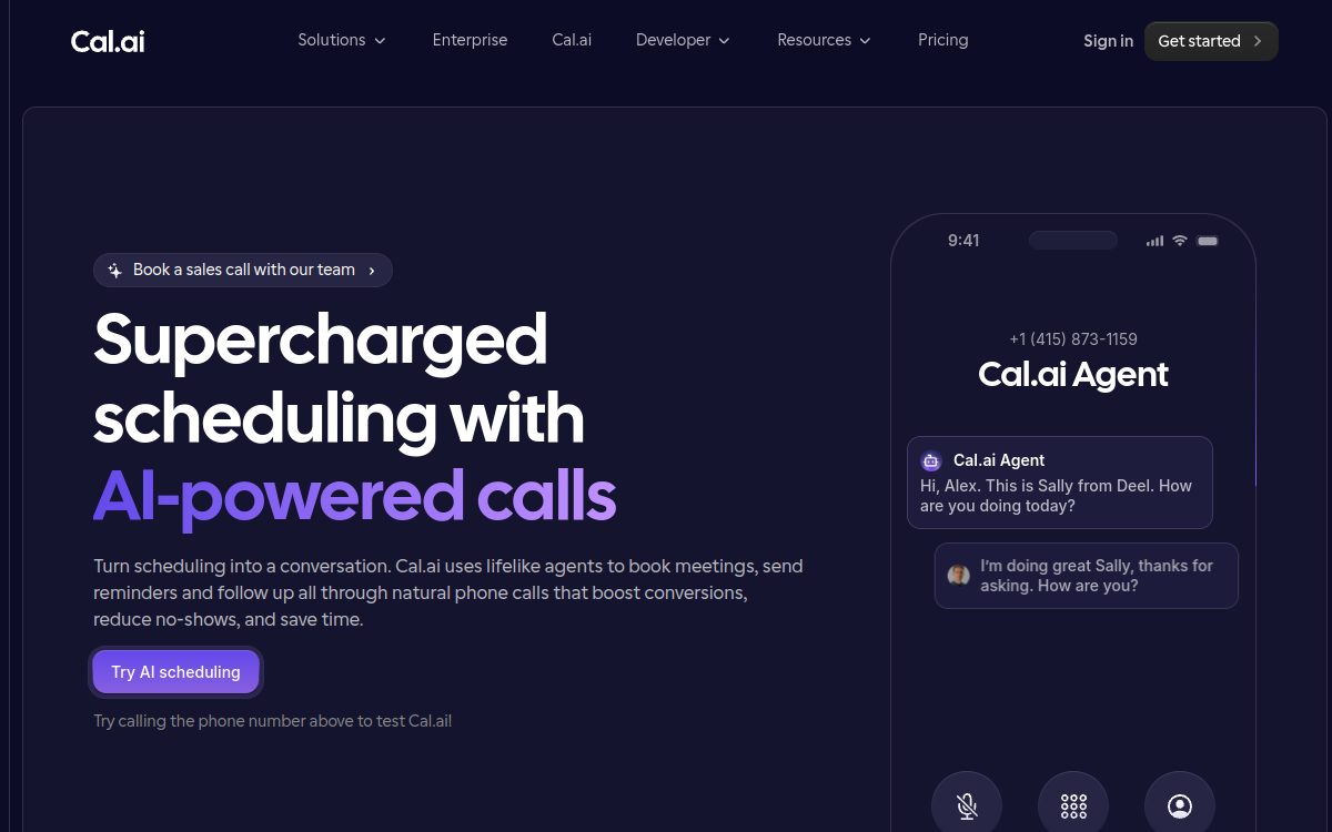 Screenshot di Cal.com AI