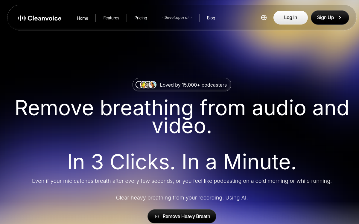 Screenshot di Cleanvoice Breath Remover
