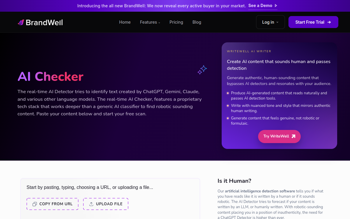 Screenshot di Content at Scale AI Detector