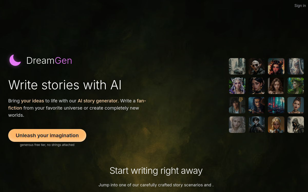 Screenshot di DreamGen