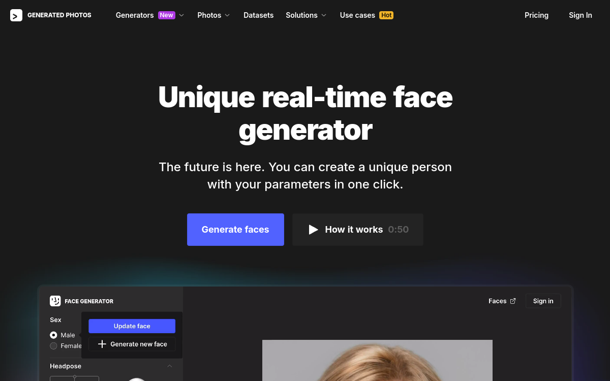 Screenshot di Generated Photos