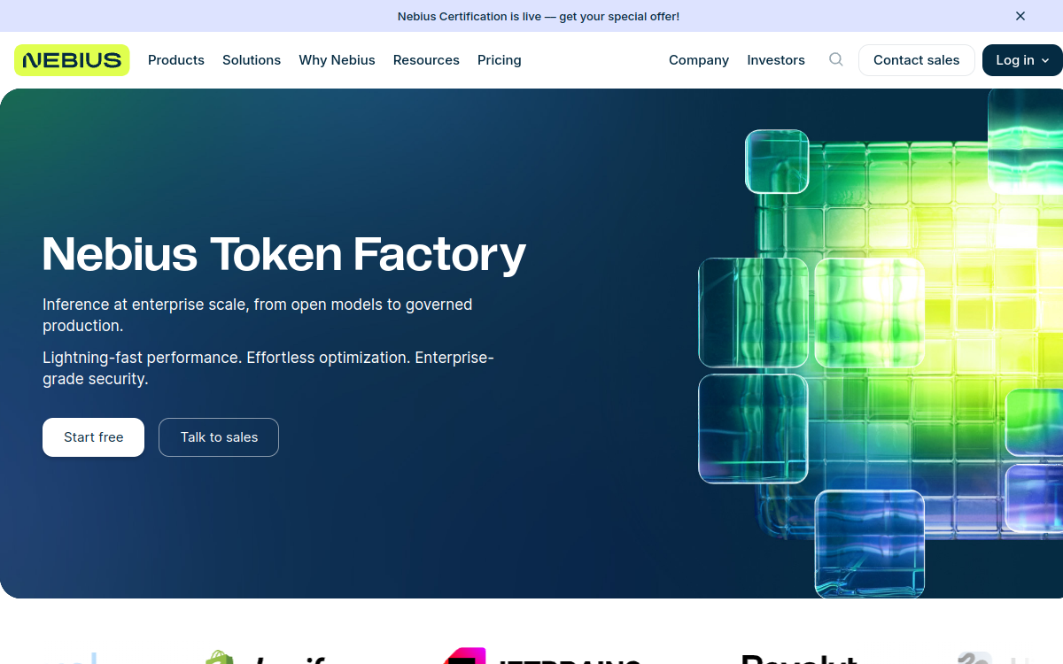 Screenshot di Nebius Token Factory