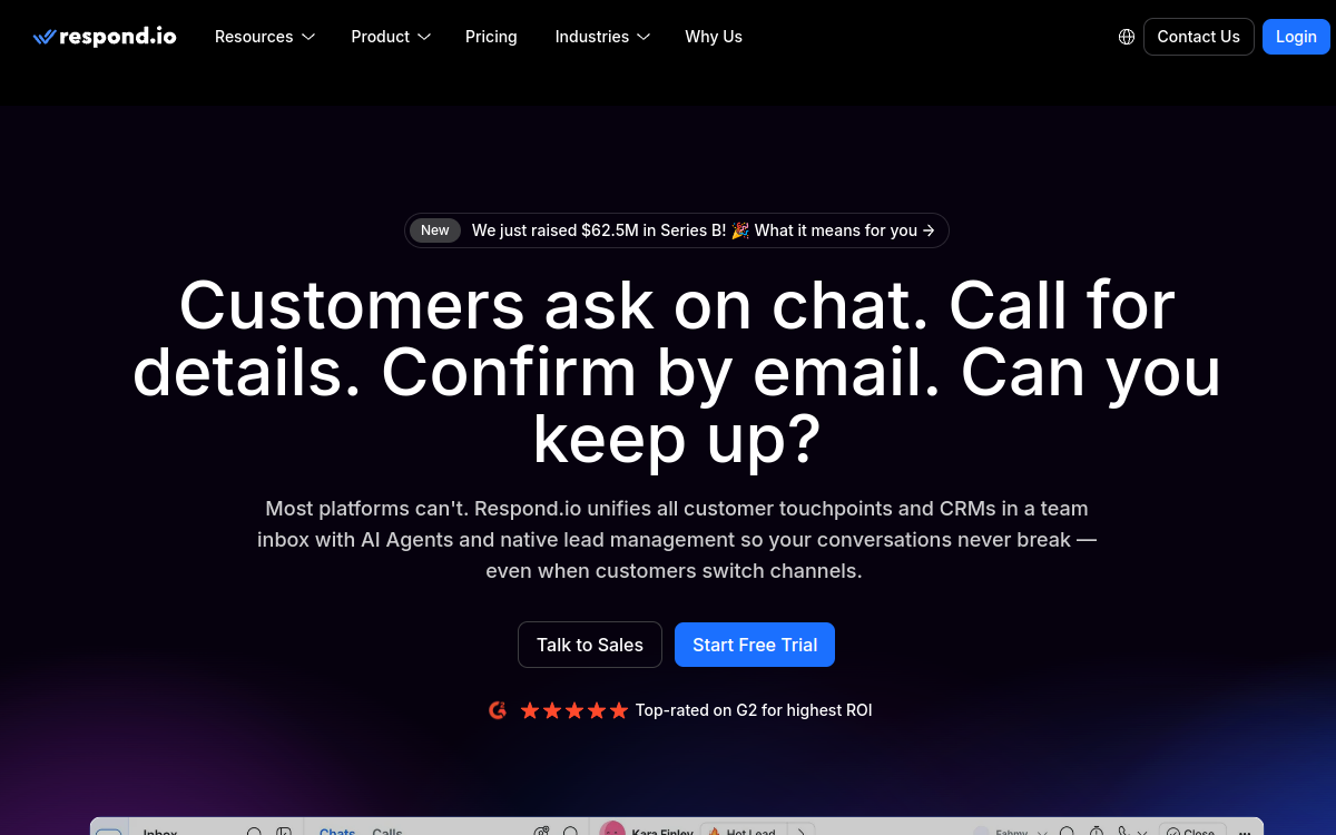 Screenshot di Respond.io