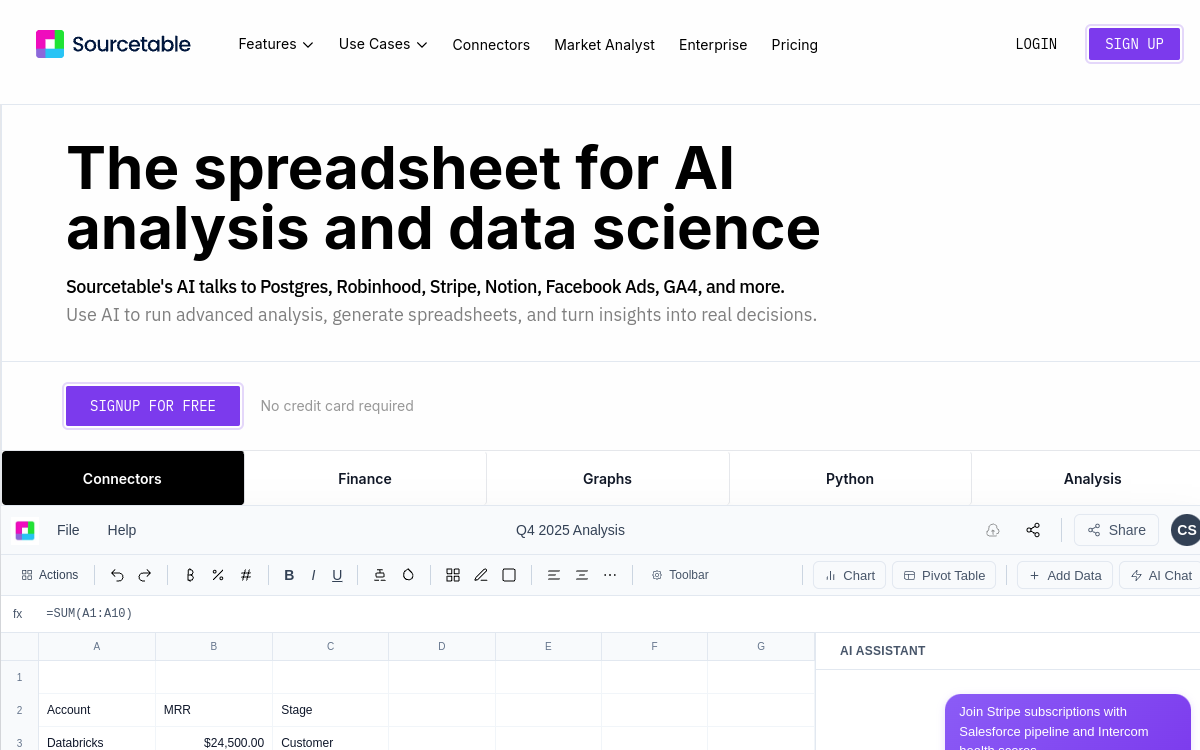 Screenshot di Sourcetable