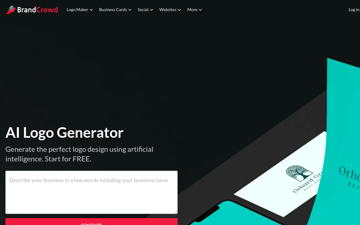 Screenshot di BrandCrowd AI Logo Generator