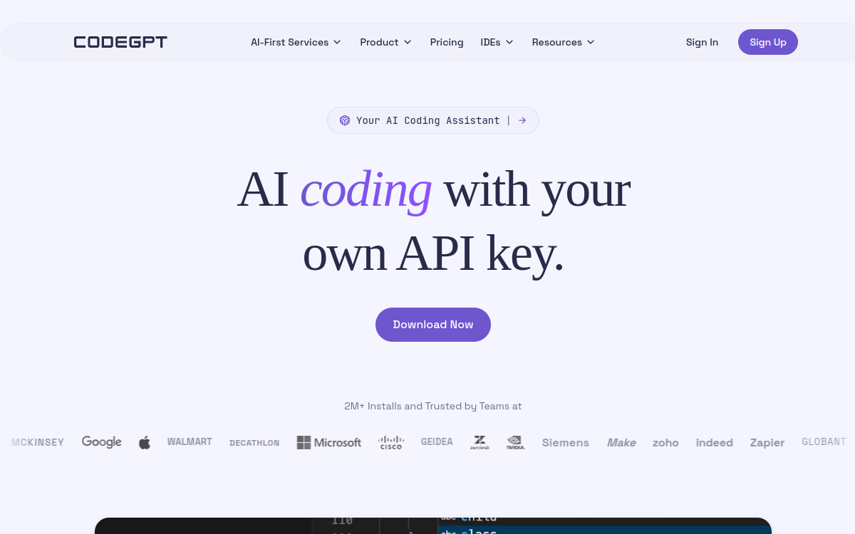 Screenshot di CodeGPT
