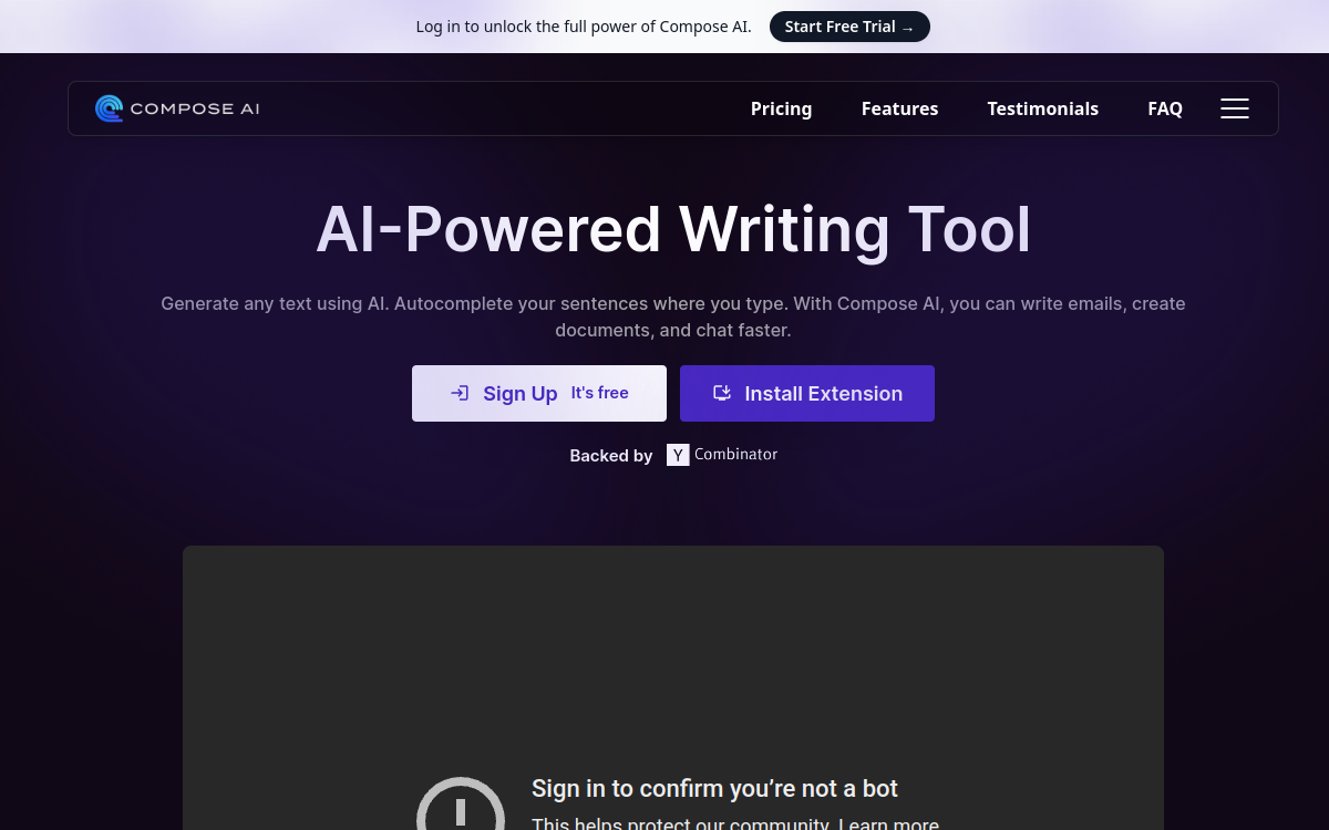 Screenshot di Compose AI