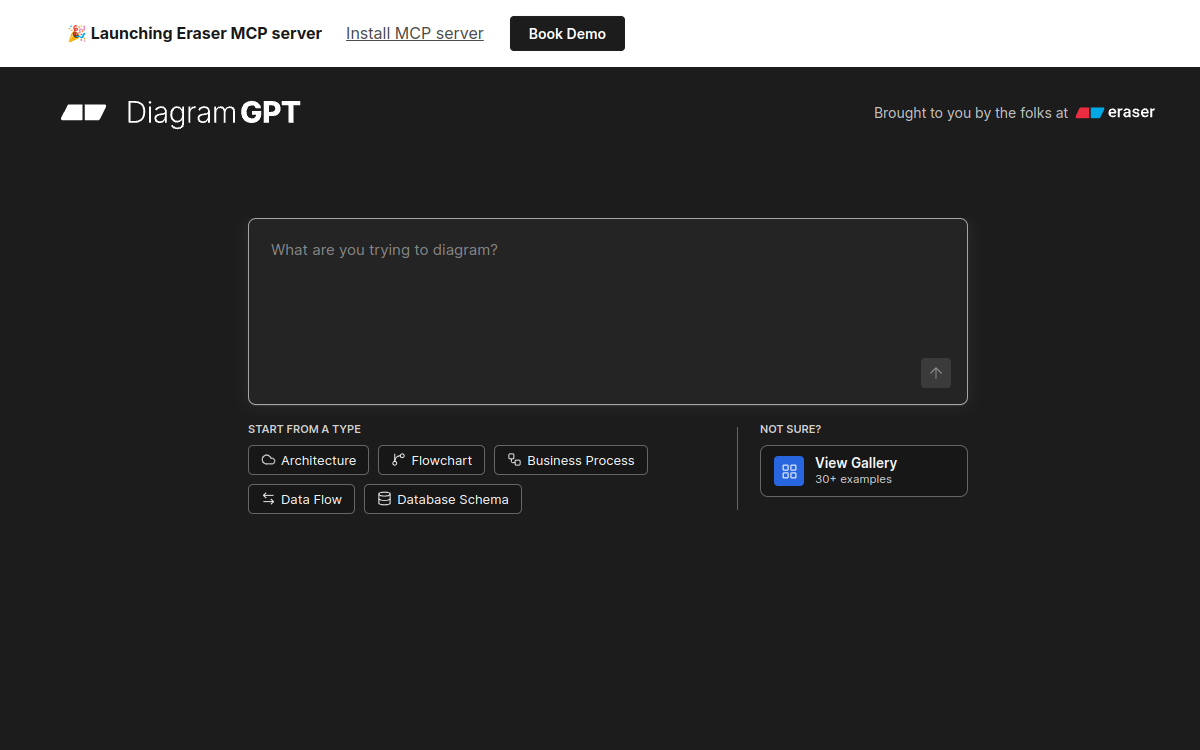 Screenshot di Eraser DiagramGPT