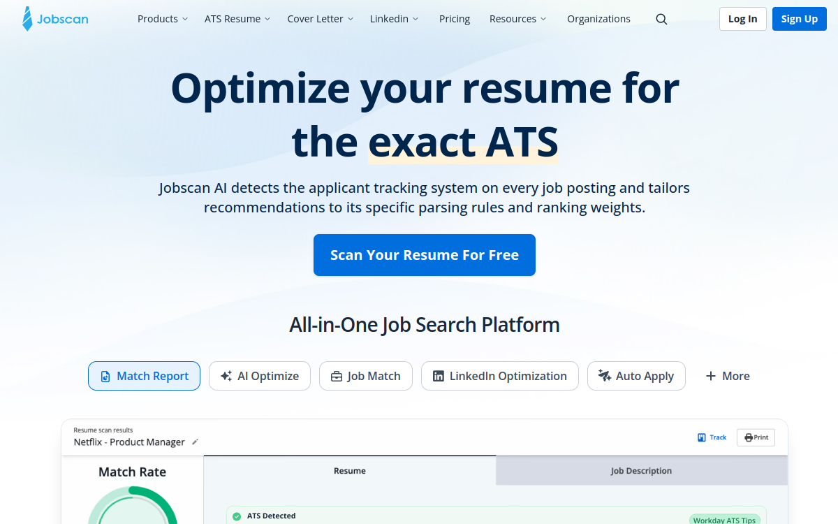 Screenshot di Jobscan
