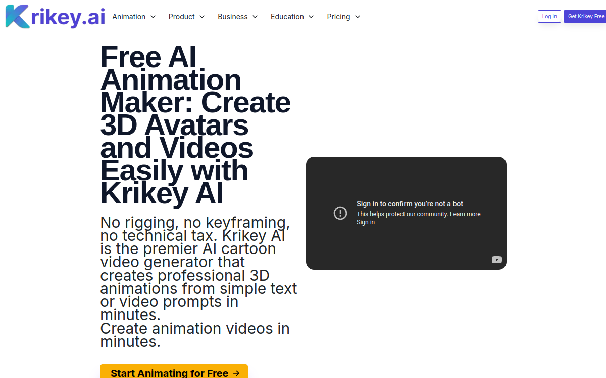 Screenshot di Krikey AI