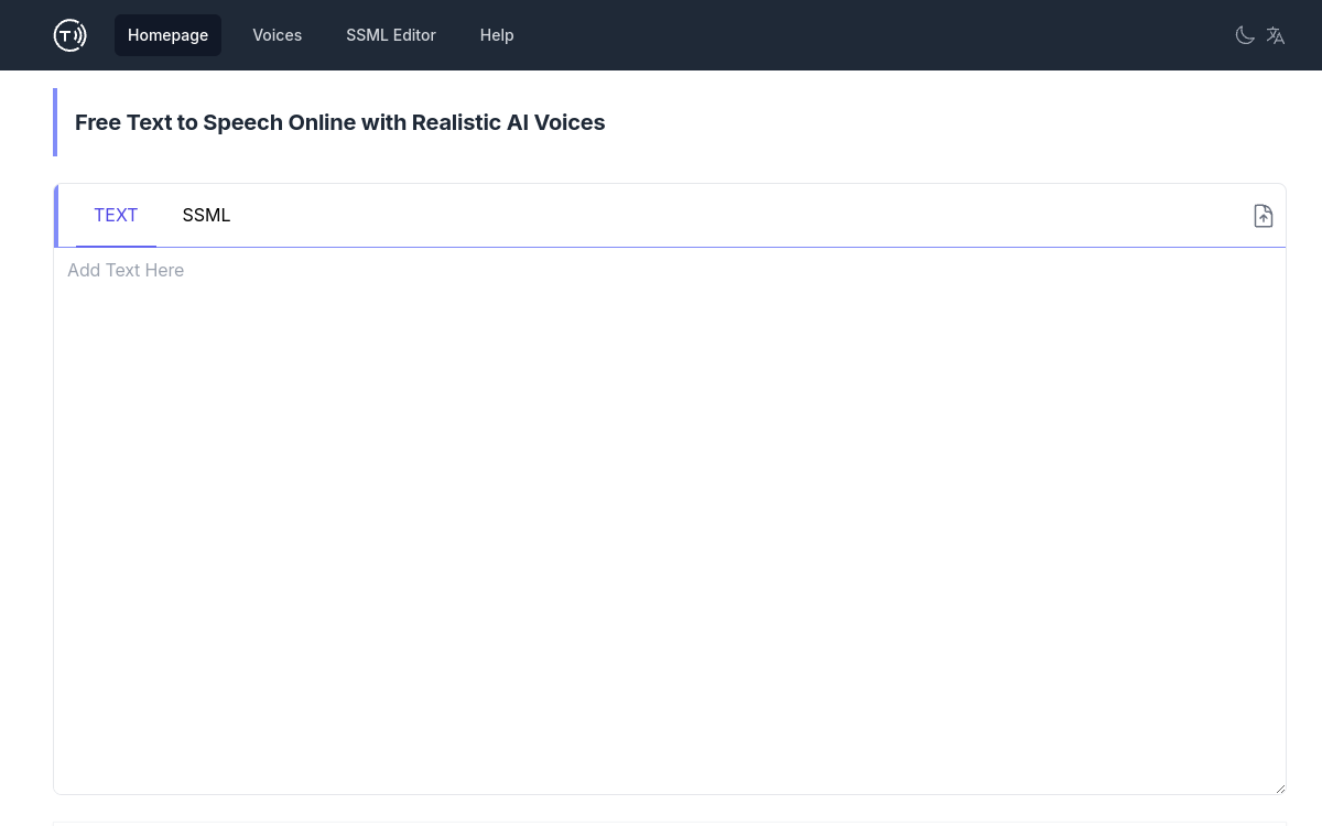 Screenshot di Speech Synthesis Online