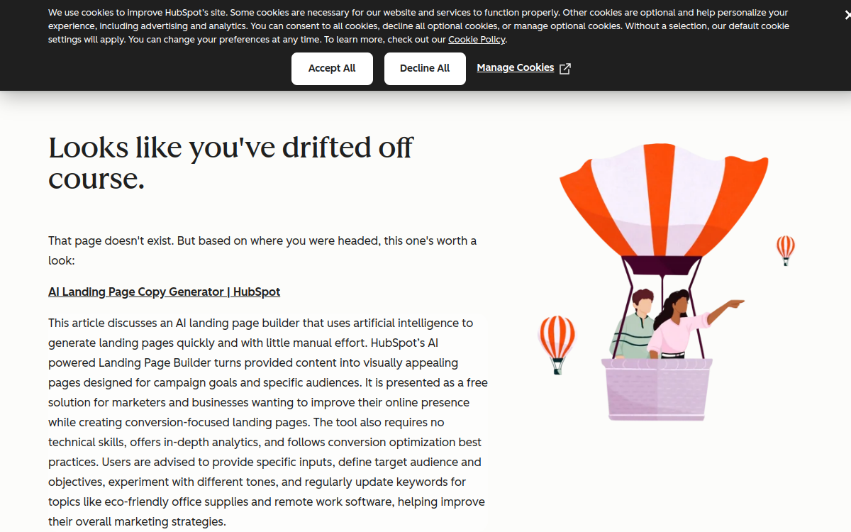 Screenshot di HubSpot AI Website Generator