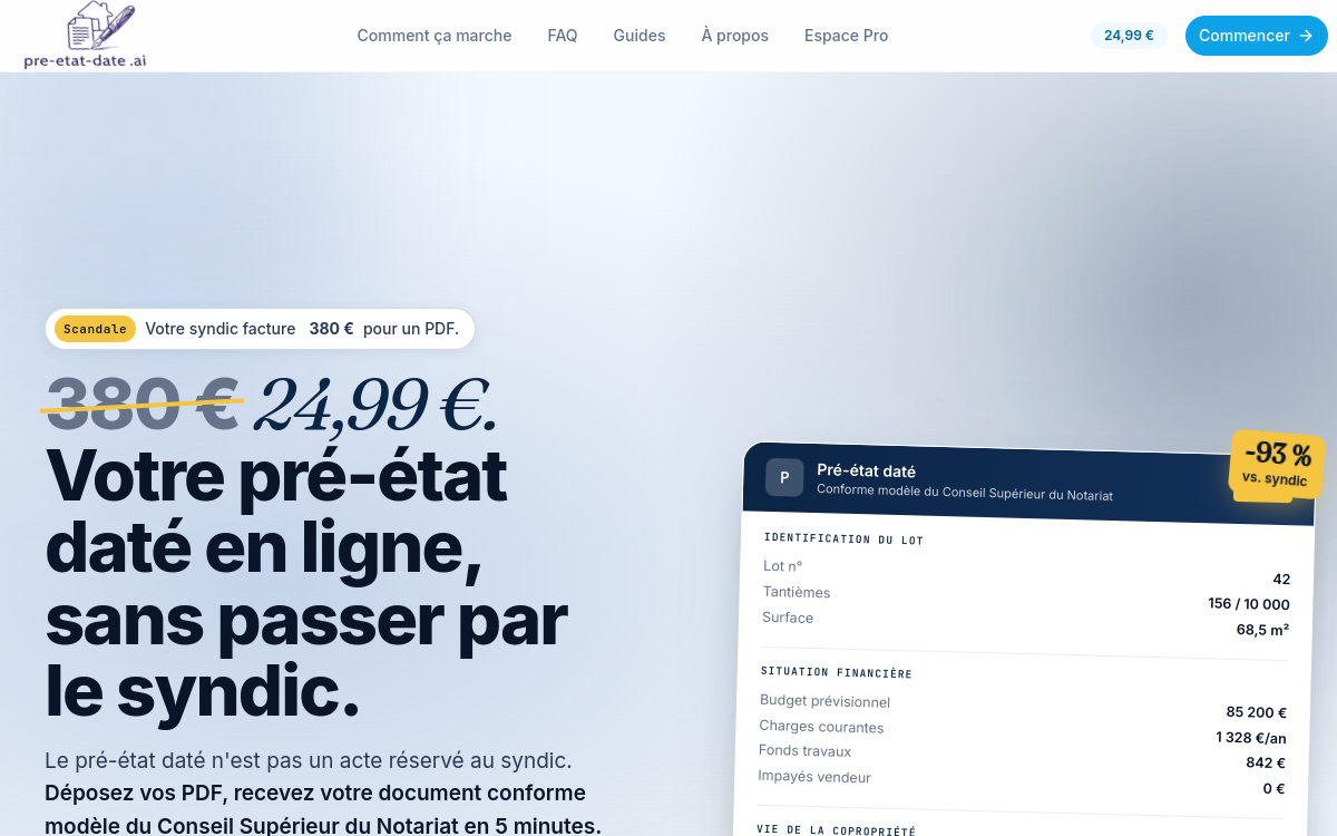 Screenshot di Pré-état daté.ai