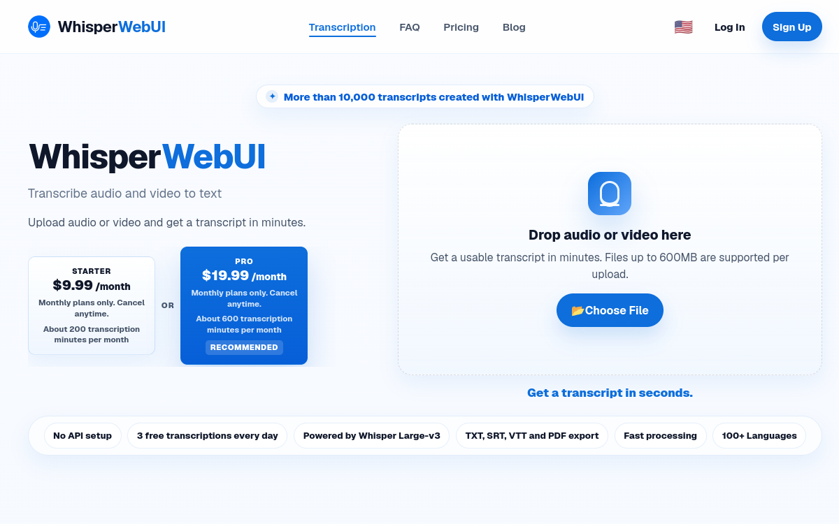 Screenshot di WhisperWebUI