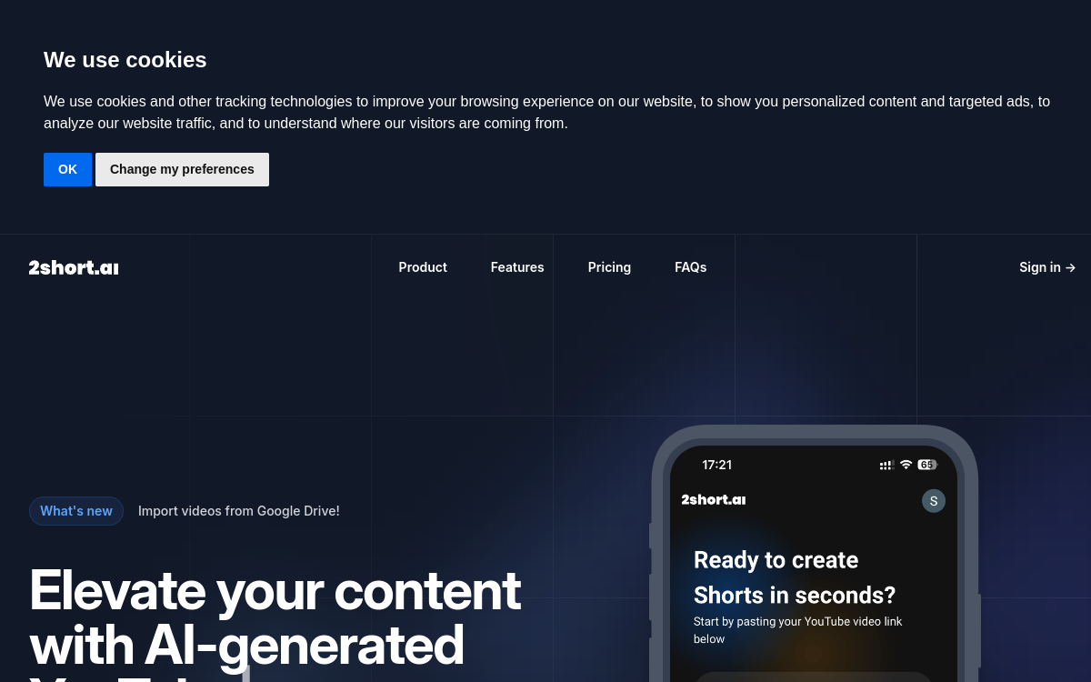 Screenshot di 2short.ai