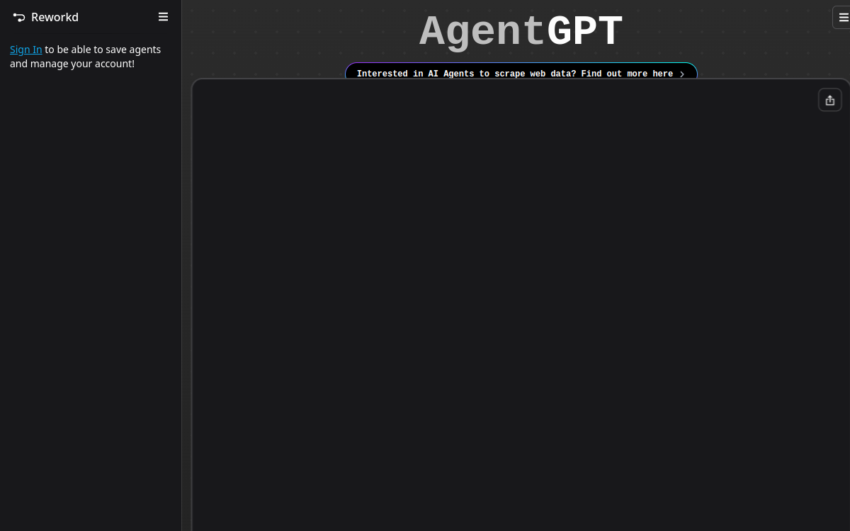 Screenshot di AgentGPT