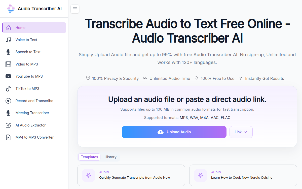 Screenshot di Audio Transcriber AI