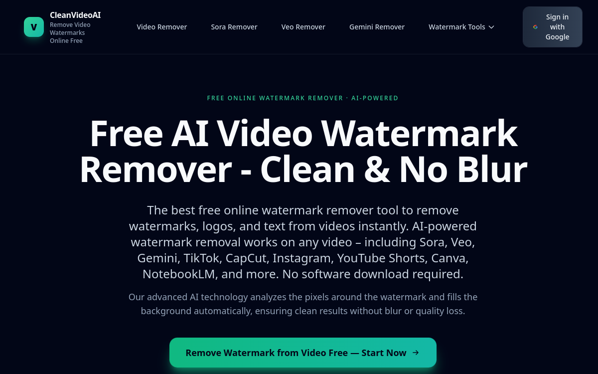 Screenshot di CleanVideoAI