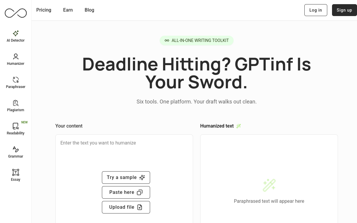 Screenshot di GPTinf