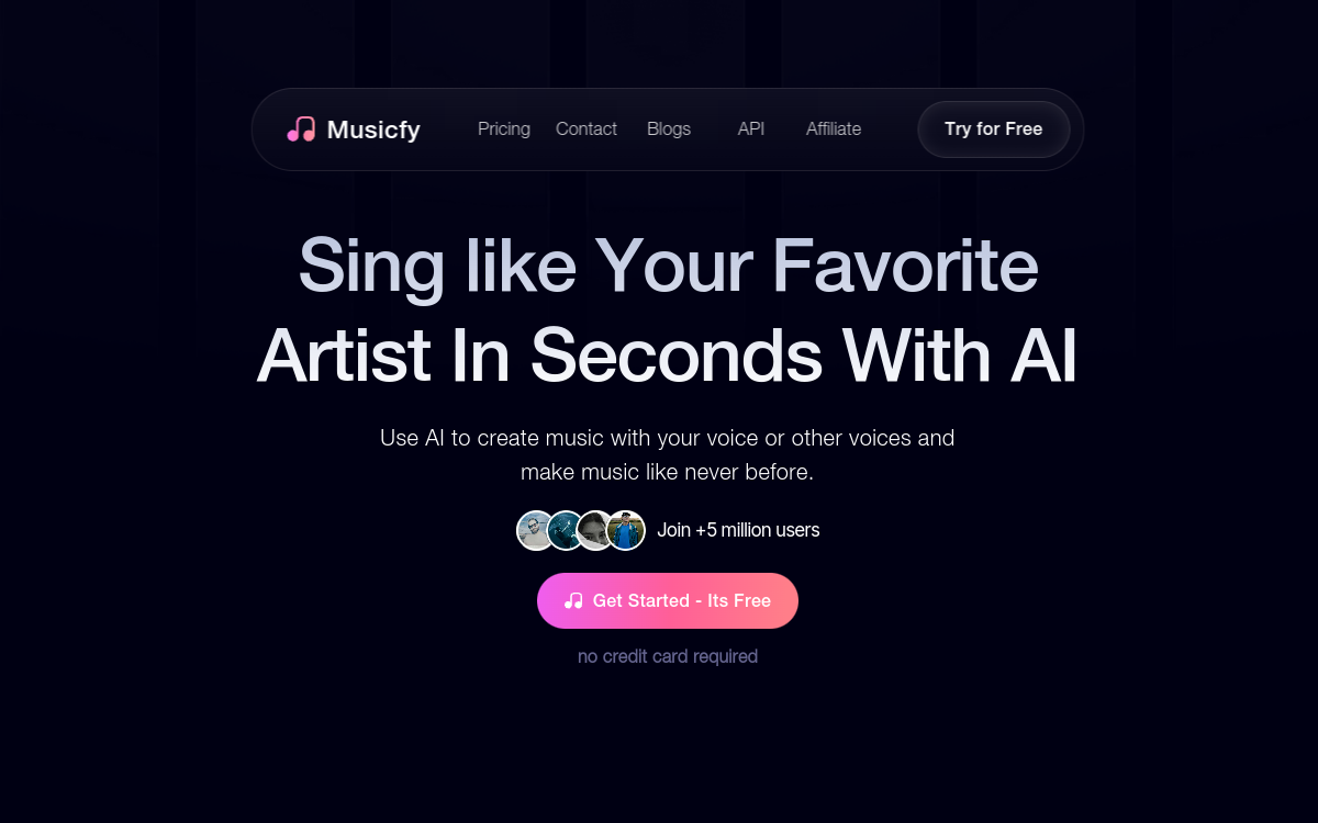 Screenshot di Musicfy AI