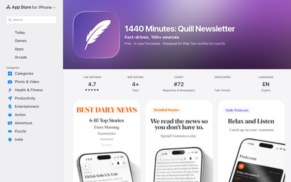 Screenshot di Quill – News Digest