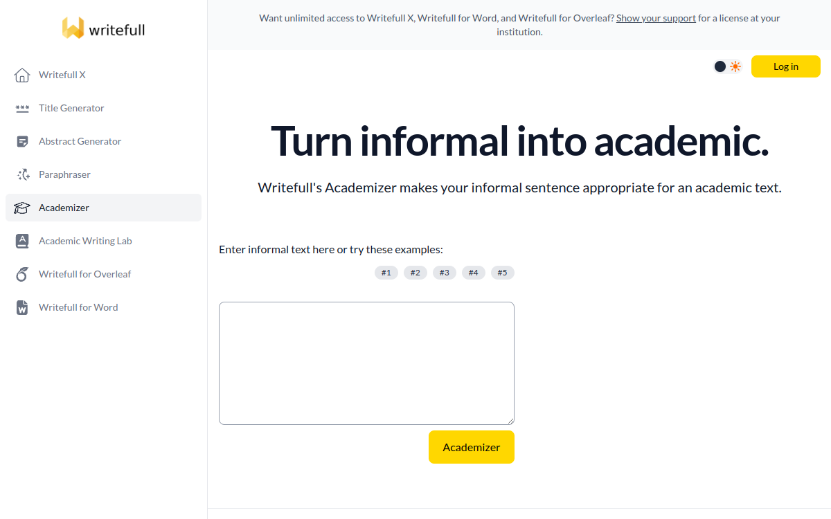 Screenshot di Writefull Academizer
