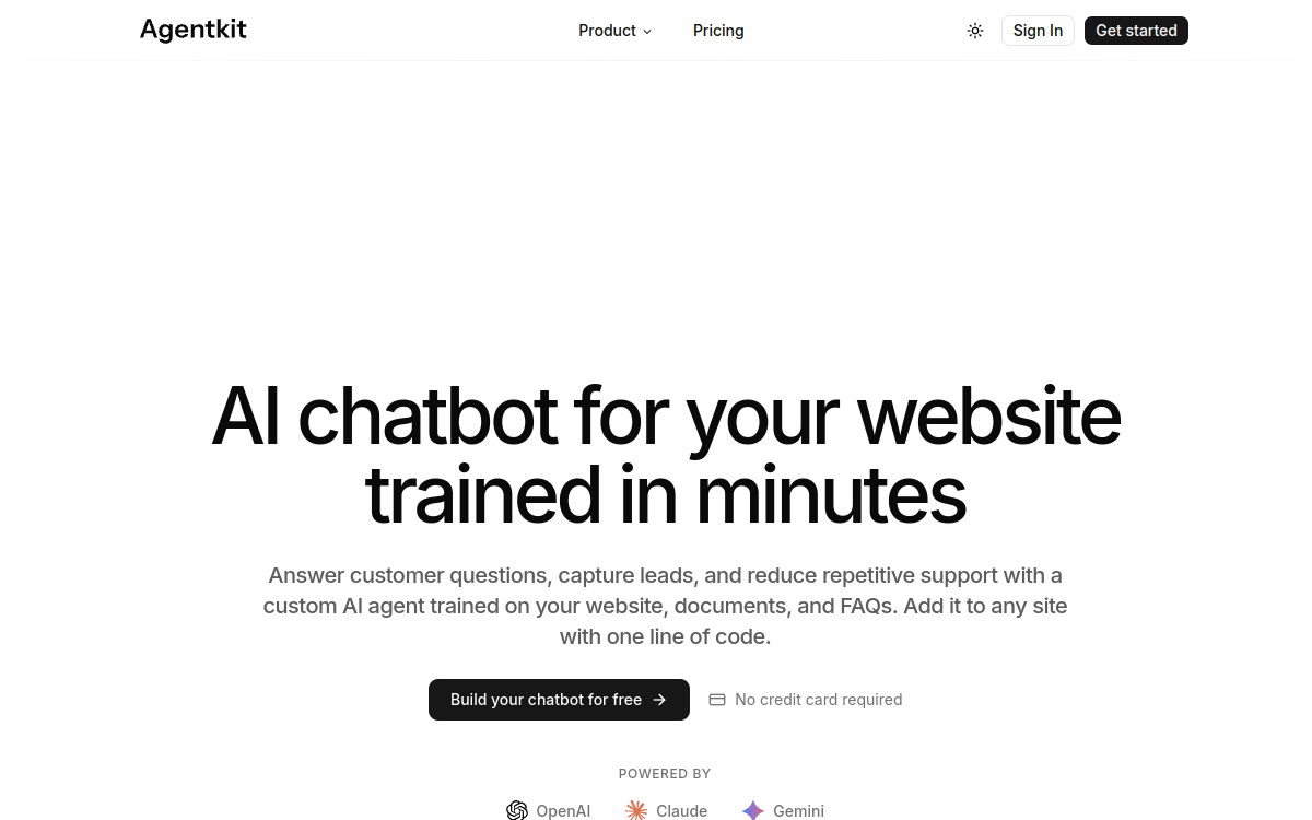 Screenshot di AgentKit (agentkit.ai)