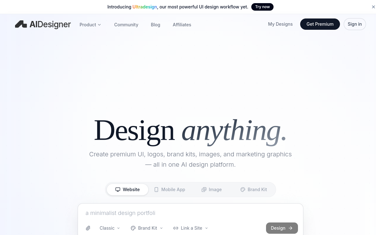 Screenshot di AIDesigner