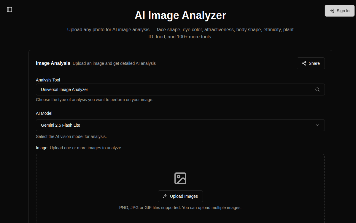 Screenshot di AI Image Analysis