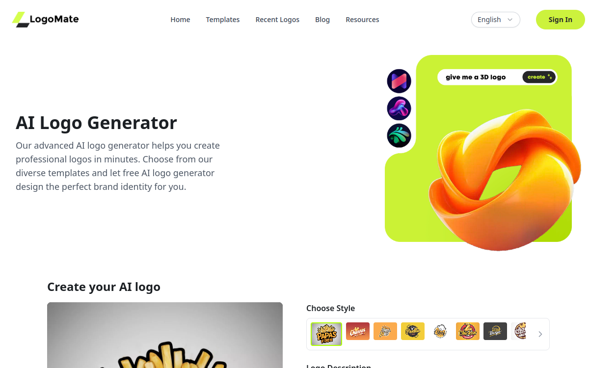 Screenshot di AI Logo Generator
