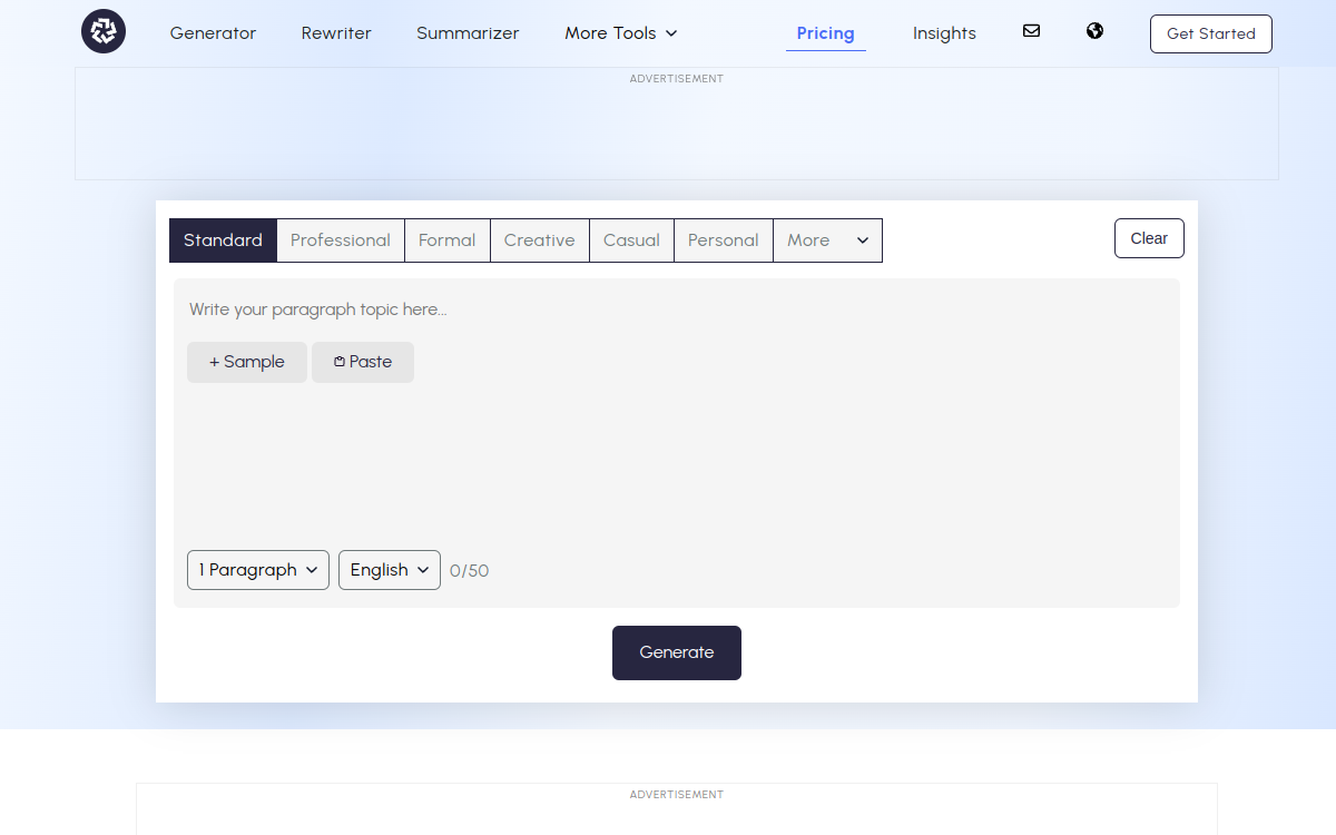 Screenshot di AI Paragraph Generator
