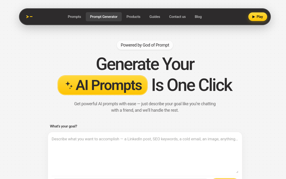 Screenshot di God of Prompt