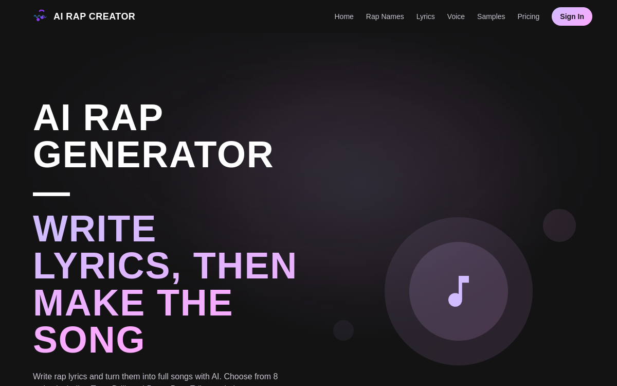 Screenshot di AI Rap Creator